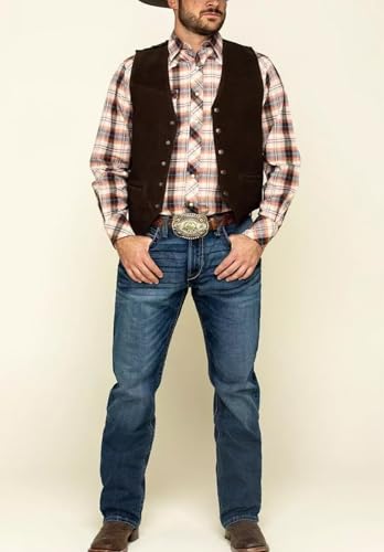 Men's Suede Vest for Men Western Style V-Neck Waistcoat for Wedding Party2