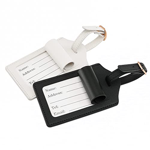 Choieo Mr And Mrs Luggage Tags, Bridal Shower Gift Honeymoon Gifts Wedding Gifts For Bride, Pu Leather Travel Tags With Name Id Address Card (White&Black) #TOP1