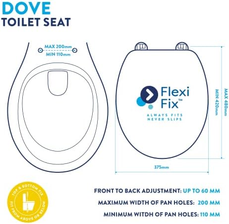 Croydex WL601931H Flexi-Fix Dove Always Fits Never Slips Toilet Seat, Wood, Granite, 45 x 37.5 x 6 cm