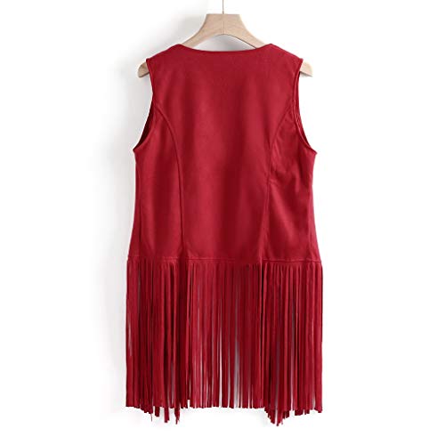 Womens Retro Western Fringe Vest Tops Classic Suede Leather 70s Cowboy Shirt Sleeveless Tassels Cardigan Jackets4