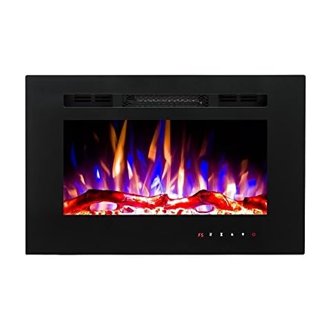 2022 NEW PREMIUM PRODUCT 26inch Black Wall Mounted Electric Fire with 3 colour Flames and can be inserted (Pebbles, Logs and Crystals)! Cover