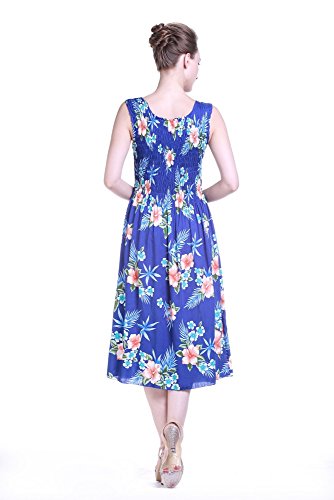 Image of Matchable Family Hawaiian Luau Men Women Girl Boy Clothes in Hibiscus Blue