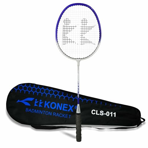 Konex Lightweight Aluminium Composite Badminton Racquet with Free Cover | for Beginner and Intermediate Players (Blue Full Cover Pack of 1)