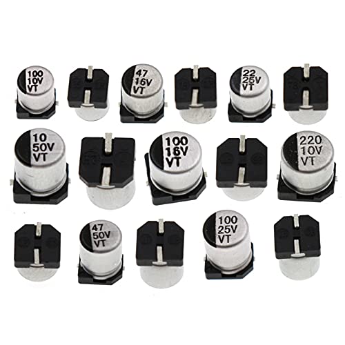 Tomshin Kit de sortimento de capacitor eletrolítico 400pcs 24value 1uF-1000uF 6.3V-50V Capacitores d