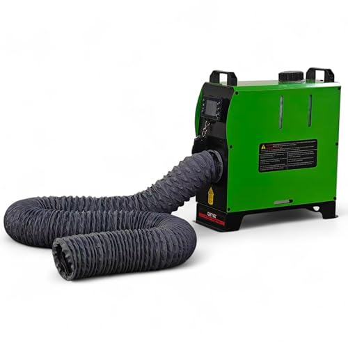 DeTec. DT-5Di - Cannone per riscaldamento diesel indiretto, 5 kW fino a 190 m³/h, telecomando 12 V & 230 V, doppio serbatoio da 5 l, per officina, magazzino, campeggio con tubo dell'aria calda da 3 m