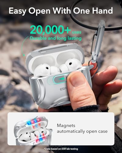 Image of ESR for AirPods Pro 3 Case (2025), Compatible with Airpods Pro 3rd Generation Case (USB-C Cable), Effortless MagSafe, Drop-Proof Lock, Easy Open, Cyber Series, Gray
