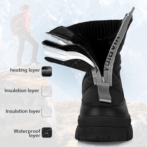 Winter Boots for Women Waterproof, Snow Boots for Women, Womens Mid Calf Low Heel Zip Up Anti-Slip Warm Booties Comfortable for Outdoor Walking Hiking4