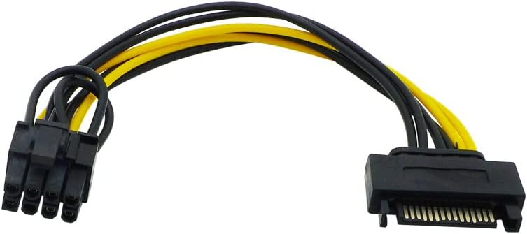 Herfair SATA Power Cable Sata 15 Pin to 8 Pin PCIe Graphics Video Card Power Cable Adapter Cord (Pack of 2, 20cm Length)