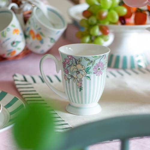 Image of Clay Craft x Magique by The Wishing Chair : Trellis Happy Days Ceramic Coffee Mug - 300 ml | Handcrafted Floral Cup | Elegant Lightweight Coffee Mug | Microwave & Dishwasher Safe | Tea Mug