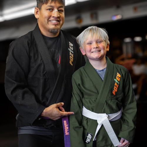 POZTEV Kids Brazilian Jiu Jitsu Gi For Kids BJJ Gi Youth Grappling Kimonos Preshrunk Lightweight Children Martial Arts Training Uniform With Free White Belt (MG,K3)