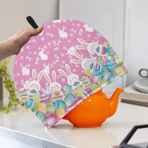 Image of Easter Bunny Print Tea Pot Cover Teas Cosy Insulated Tea Cozies Home Kitchen Decoration Teapot Dust Cover Warming Tea Kettle Quilt Creative Gifts for Banquet