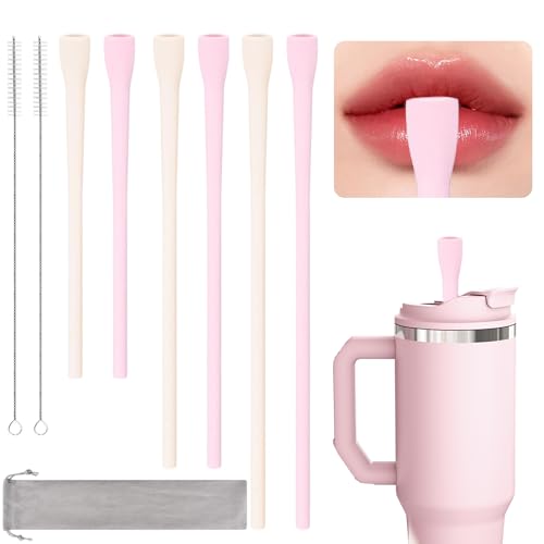6Pcs Reusable Wide Mouth Straws with Cleaning Brush