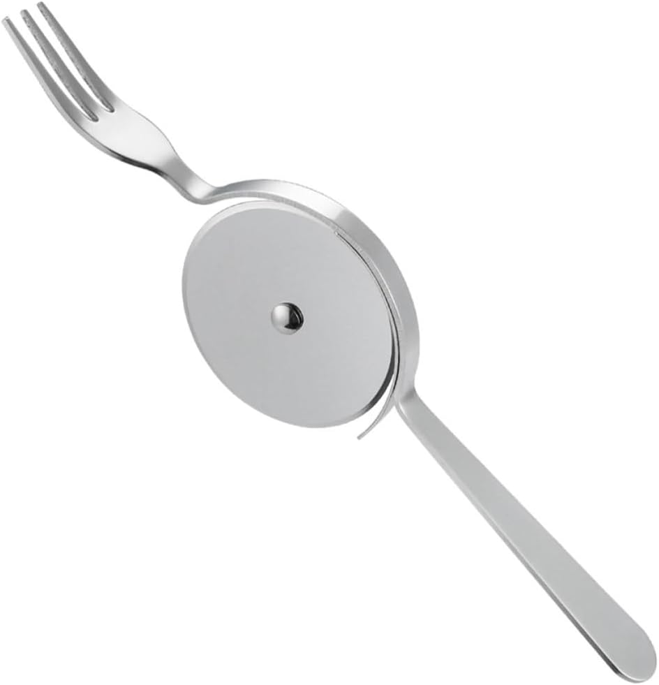 Pizza Wheel Cutter Non Slip Handle with Fork, Stainless Steel