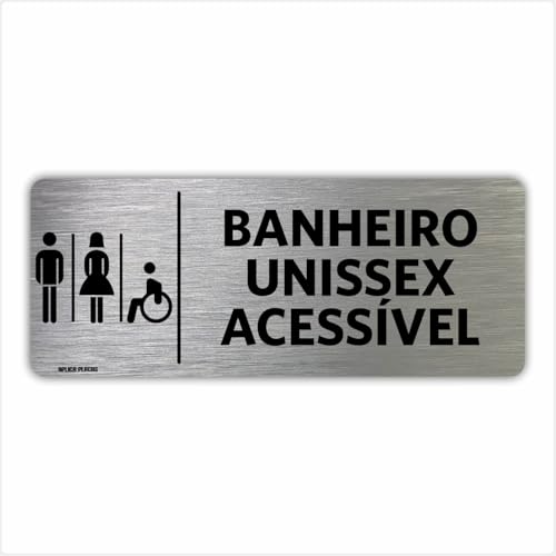 Placa Indicação Setor Portas - Banheiro Unissex Acessível - 8x20cm