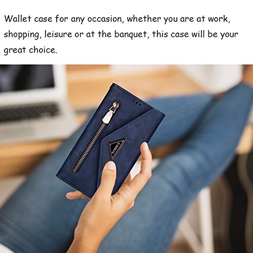 Harsel Galaxy Note 10 Plus Case Cover Zipper Wallet Case For Women/Girl,Flip Folio Purse Leather Crossbody Case With Card Holder Shoulder Strap Shockproof Samsung Note 10 Plus Lanyard Phone Case Blue #TOP5
