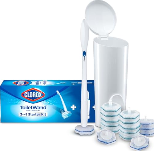 Clorox ToiletWand Toilet Bowl Cleaner- Toilet Brush, Storage Caddy and 16 Disinfecting Refill Heads