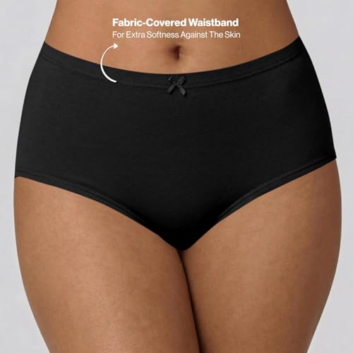 Image of NYKD Cotton Anti-Microbial Panties for Women, Seamless, High Rise, Full Brief, Stretch Full Rear Coverage with Inner Elastic Panty (Combo Pack of 3) Full Brief, NYP104, All Black, M, 3N