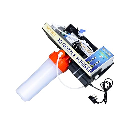 Image of SKADIOO Fogger Kit with 10 Nozzles for Dairy Farms, Restaurants, Cafes, and Outdoor Spaces - High-Pressure Misting System for Cooling, Humidity Control, and Dust Suppression