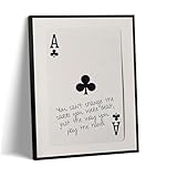 GEFQBBLD Funny Lucky Ace Poker Wall Art,Funky Mdern Canvas Black Art Prints Painting,Retro Minimalist Black and White Playing Card Posters,Trendy Aesthetic Preppy Wall Decor 8x10in Black Framed