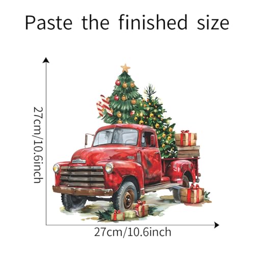 NAIZANG クリスマス ステッカー ウォールステッカー おしゃれ レトロ 赤い車 クリスマスツリー ギフトボックス かわいい 雪だるま ウォールシール はがせる 子供部屋 寝室 女の子 男の子 こども 壁 飾り ウォールすてっかー 装飾 壁にはる bedroom christmas wall sticker decoration 壁紙 [2]
