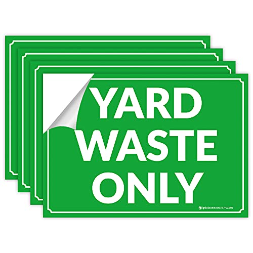 IGNIXIA Yard Waste Only Signs ( Pack OF 04) Yard Waste Sticker, Recycle Yard Only Stickers,10" x 7" Self Adhesive Vinyl Water Proof Yard Waste Decals for Trash Can, Garbage Can, Outdoor & Indoor (Green)