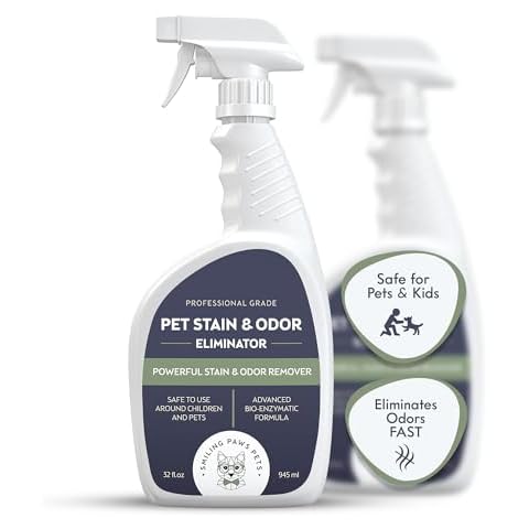 Smiling Paws Pets Cat & Dog Urine Odor Eliminator | Cat Urine Enzyme Cleaner Destroyer | Pet Urine Enzyme Cleaner | Pet Odor Eliminator, Stain & Odor Remover of Cat Dog Pee from Wood Carpet Upholstery Cover
