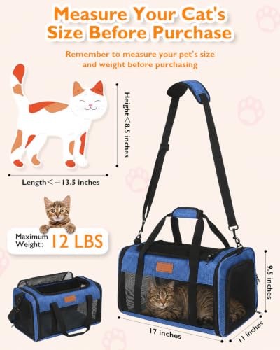 Image of PETUX Airline Approved Pet Carrier for Small Cats up to 12 lb, Blue
