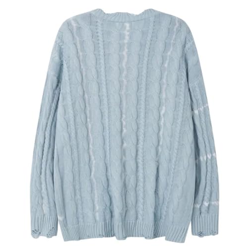 Men Ripped Knit Cardigan Hip-Hop Streetwear Tie Dye Grunge Style Punk Sweater2