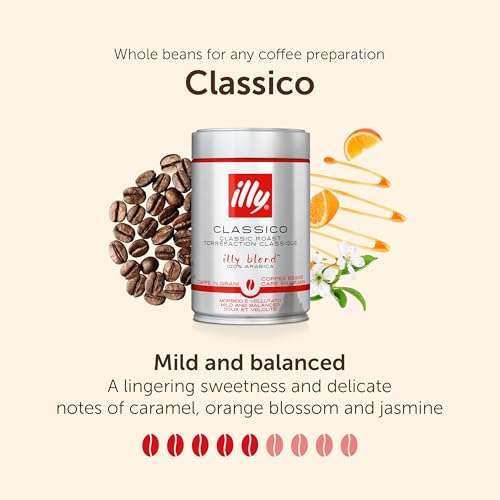 illy Classico Coffee Beans, Medium Roast, 100% Arabica, Ideal for Moka Pots, Filter, Espresso & Lungo, 250g Tin