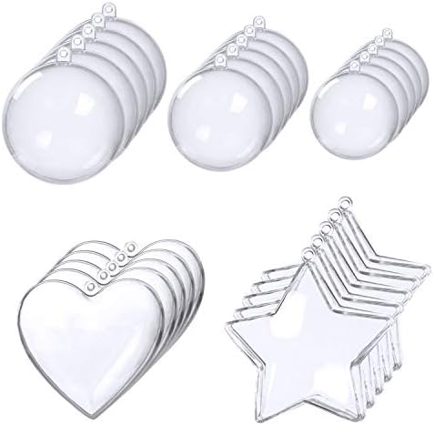 Katesid Clear Plastic Balls - Bath Bomb Mold Set - Craft Plastic Ornaments Christmas Hollow Ball Fillable DIY Bath Bombs Ornament for Wedding Decorations Party Decor