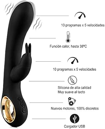 HUGBOX BUNNY Vibrador Conejito 50 programas, Estimulador Punto G, Juguete Sexual Mujer, Juguete Erótico, Sex Toy, Consolador, Función Calor. Silencioso, Suave y Potente