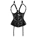 Produktbild Jutrisujo Sexy Hot Frauen Leder Korsett Bustier Schultergurt Bustier Steampunk Gothic Schwarz L