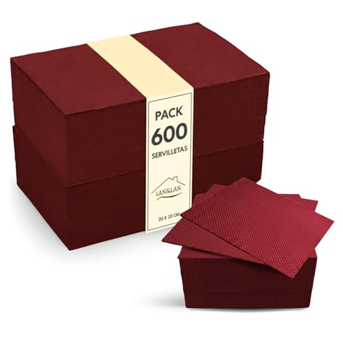 Serviettes Cocktail Biodégradables, Paquet de 600 unités 10 x 10cm pliées, serviettes papier micropoint modernes et rustiques pour vos occasions spéciales...