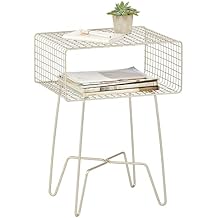 mDesign Modern Industrial Side Table with Storage Shelf, 2-Tier Metal Minimal End Table, Metallic Caged Grid - Accent Furniture for Living Room, Bedroom, Office, Dorm, Concerto Collection, Satin