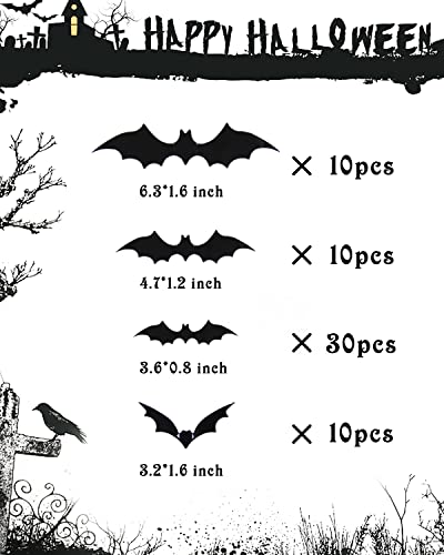 Halloween 3D Bats Home Decorations, 60Pcs Bats Wall Stickers Halloween Party Supplies, Halloween Gothic Wall Decals Decor For Garage Door Bathroom Windows Clings Fireplace Ceiling Kitchen Bedroom Décor #TOP5