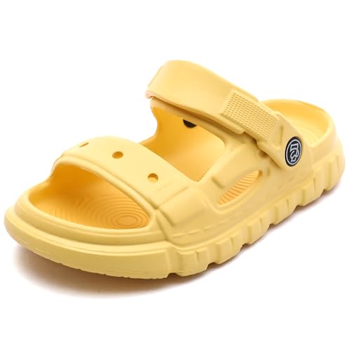 Femizee Kids 2-in-1 Sandals and Slides for Boys & Girls Lightweight Waterproof Slip-On Sandals Summer Water Shoes for Beach Pool Garden Play Size 7 Toddler, Yellow, 1236 25