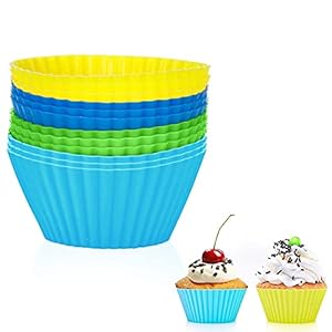 12 Pcs Silikonformen Backen Wiederverwendbare Backförmchen Silikon für Muffins, Antihaftbeschichtet BPA-frei…