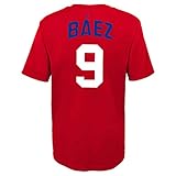 Outerstuff MLB Youth 8-20 Team Color Alternate Primary Logo Name and Number Player T-Shirt (8, Javier Baez Chicago Cubs Red Alternate)