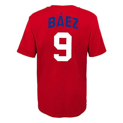 Outerstuff MLB Youth 8-20 Team Color Alternate Primary Logo Name and Number Player T-Shirt (18-20, Javier Baez Chicago Cubs Red Alternate)
