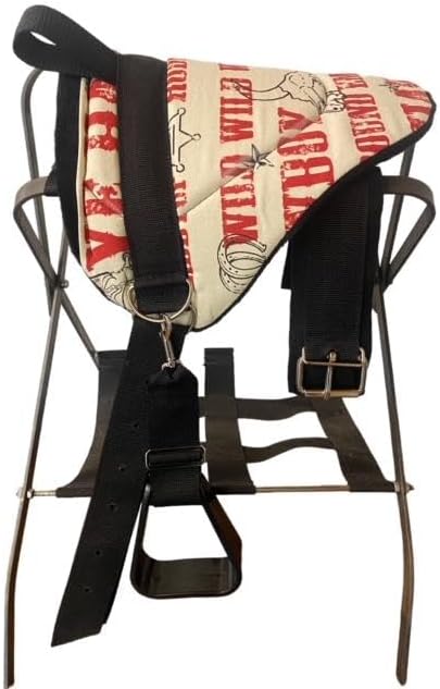 Miniature Horse/Small Pony Childrens Bareback Saddle Set - Cowboy Print - RED - BITLESS Bridle