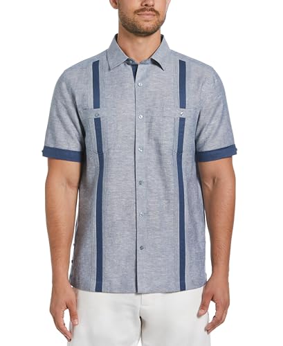 Cubavera Mens Linen Blend Cross Dye Short Sleeve Guayabera Shirt, Available in Big & Tall