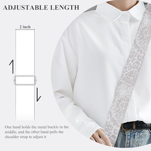 Image of Purse Straps Replacement Crossbody,Crochet Purse Strap for Handbags,Wide Shoulder Straps for Bags(1-Leopard White)