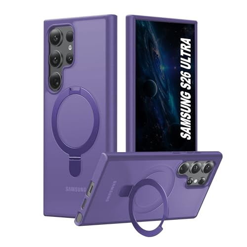 Image of AIBEX Back Cover OStand for Samsung S26 Ultra 5G MagSafe Compatible | Ring Kickstand with Magnetic Alloy Ring Metal | Wireless Charging Support | Scratch Resistant Slim |Armor Protection Case - Purple