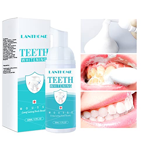 LANTHOME White Foam Teeth Whitening Products-Tooth Whitening Mousse, Easy to use Teeth Whitener Foam for White Teeth,Kills Bacteria, Whitens Teeth & Fights Bad Breath 50ml