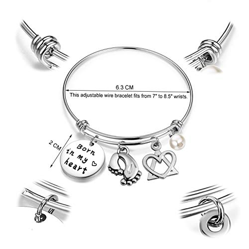 Bobauna Adoption Gift Born In My Heart Adoption Bracelet For Adoptive Mom Foster Mom (Born In My Heart) #TOP4