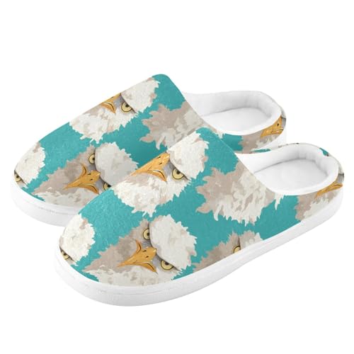 JUNZAN Cartoon Albatross Face Green Mens Home Cotton Slipper Non Skid Memory Foam Foam Slippers for Hotel Christmas Presents 6-74