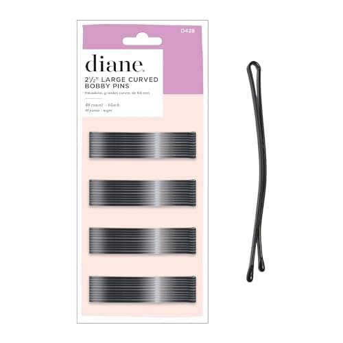 Diane 2.5” Curved Black Bobby Pins, Large Flat Hair Pins