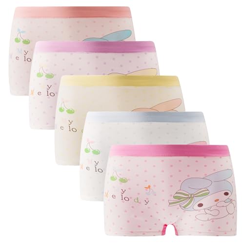 (5pack+5pair Little Girls Cartoon Boyshorts Underwear with Pink Cotton Crew Ankle Socks for Age 4-6 Years2