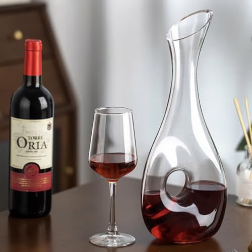 BOQO 1.2 Liters Lead-Free Premium Crystal Glass Red Wine Decanter, Clear - Thumbnail 5