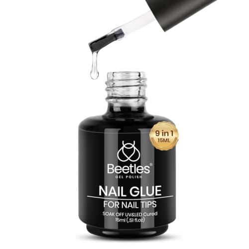 Image of Beetles 15ml Gel Nail Glue 9 in 1 for Acrylic Nails Tips and Clear Press on Nails, Long Lasting Extension Glue, Base Coat, Blooming Art Gel, U V Light Cured